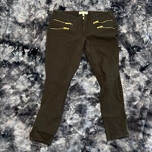 Michael Kors Dark Green & Gold Slim Fit Chinos Size 10